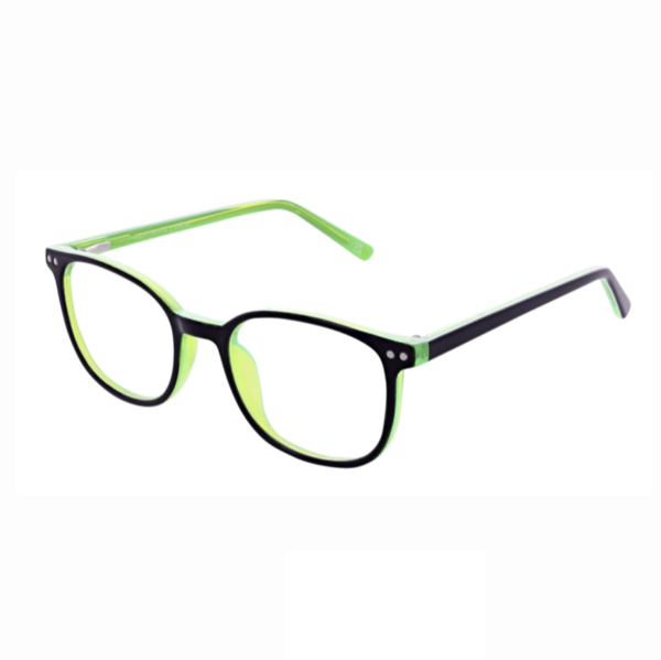 Kids Black and Lime/Yellow Plastic frames (SPRING SIDES) + FILTER, MODEL: LZR2238, SIZE: 45-17